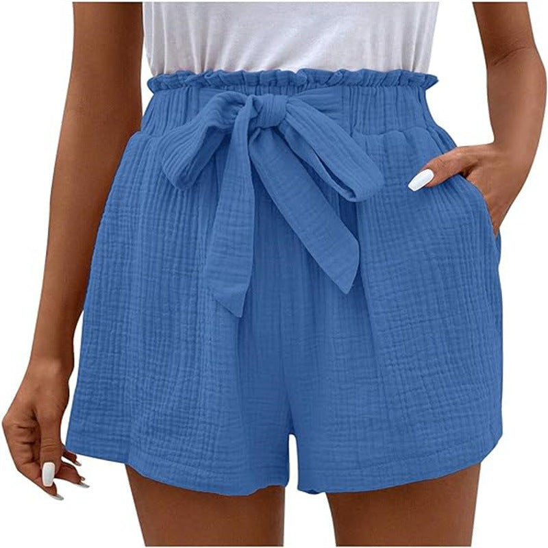 Women's high-waisted lightweight shorts breathable fabric flattering summer beach silhouette