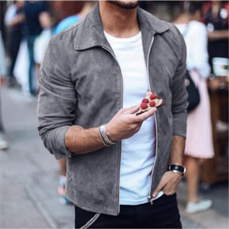 Men's zip-up jacket regular fit full-length zipper versatile clean-lined layer for casual or formal wear