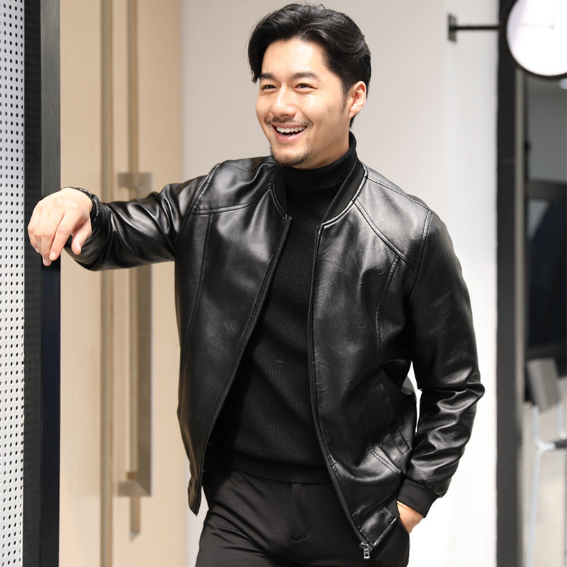Men's black bomber jacket classic baseball collar modern slim fit durable versatile outerwear