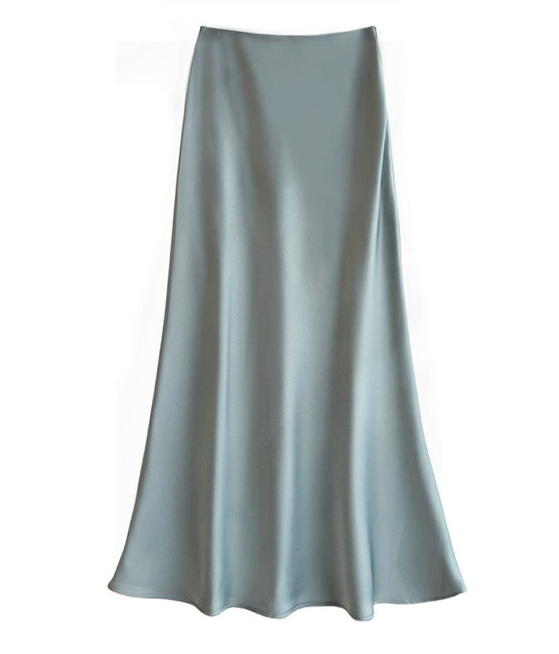 Women's ivory silk maxi skirt tailored waist flattering fit elegant drape Beatrix