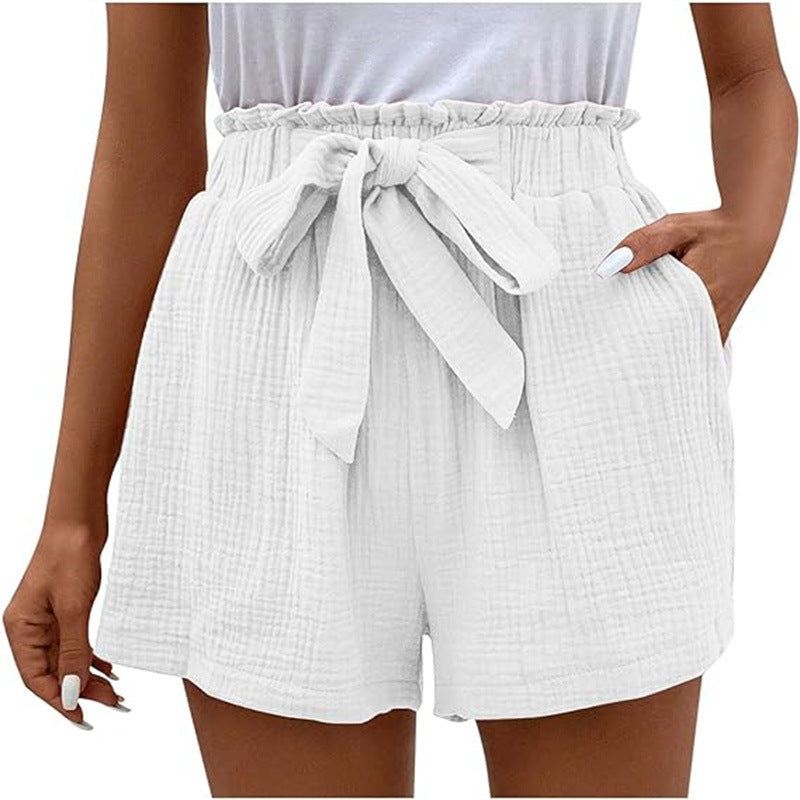 Women's high-waisted lightweight shorts breathable fabric flattering summer beach silhouette
