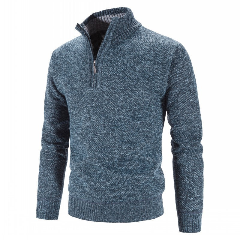Men's classic knit zip-up sweater in timeless style with full-length zipper closure