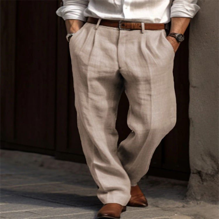 Men's casual fit breathable pants in neutral tone, modern silhouette with all-day comfort stretch fabric