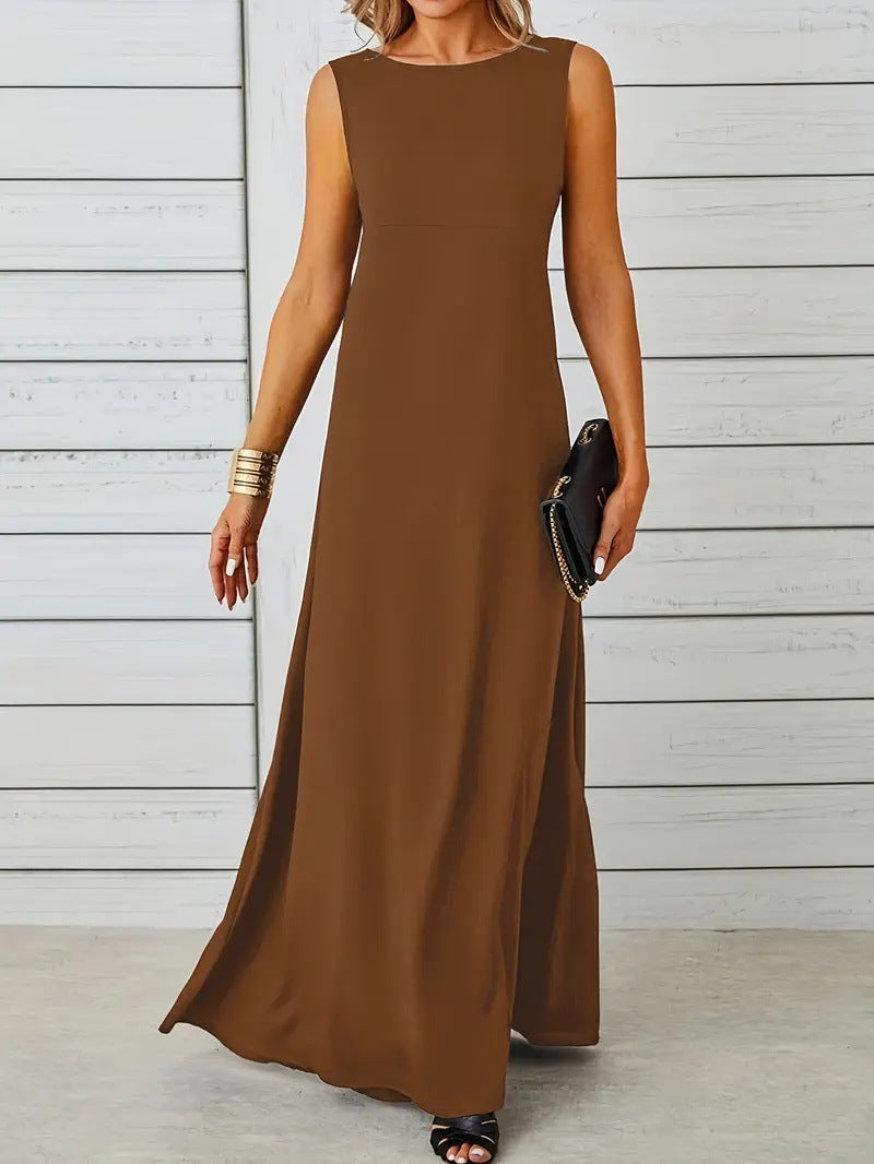 Women's sleeveless midi dress lightweight cotton relaxed fit minimalist Scandinavian style effortless comfort