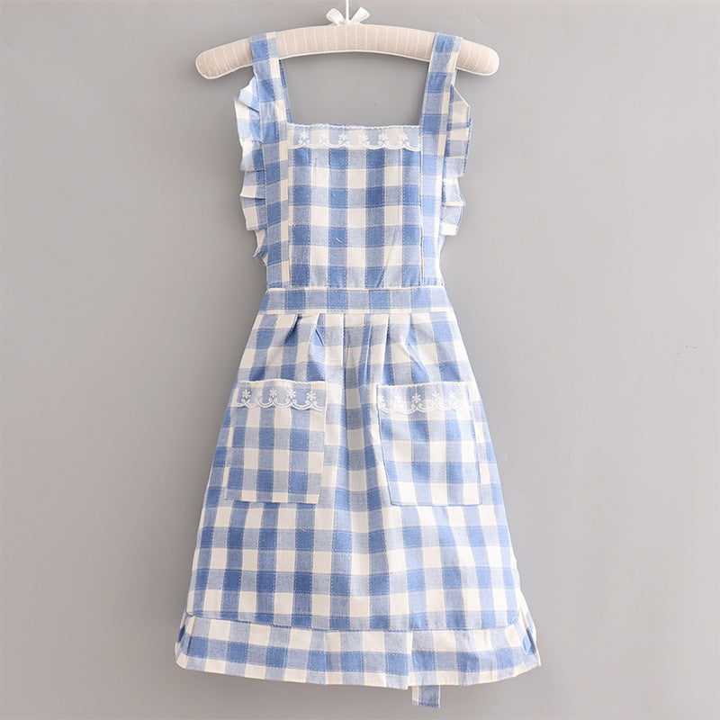 Farmhouse Cotton Apron With Ruffled Straps For Home Cooks Nostalgic Charm And Practical Protection
