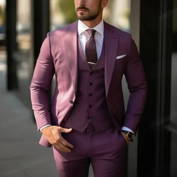 Men slim fit two-piece wedding guest suit elegant formal blazer with matching trousers