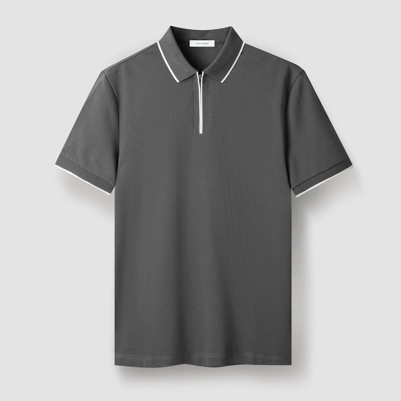 Men's breathable zip-up polo textured knit lightweight stretch everyday comfort versatile