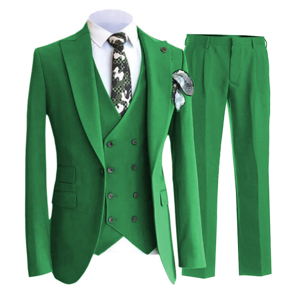 Men's slim fit double breasted vest peak lapel tailored silhouette sharp formal style
