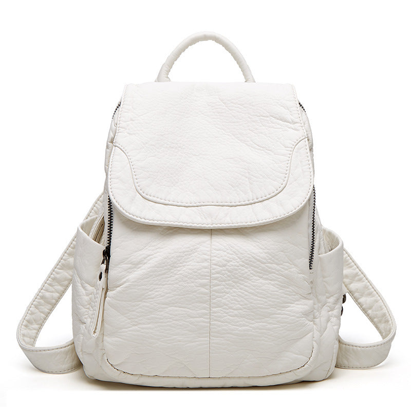 VogueStyle soft PU leather backpack large capacity elegant stitched band travel daily use