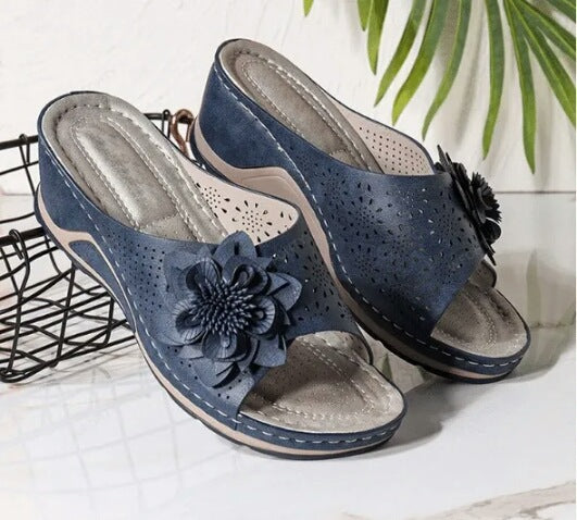 Soft leather orthopedic arch support sandals with contoured sole for all-day foot alignment comfort