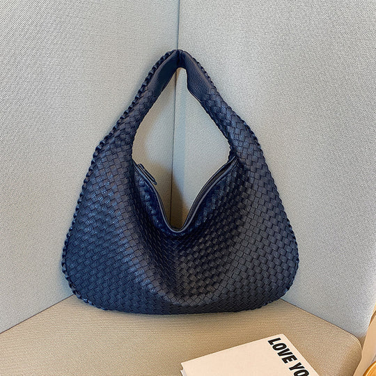 Red woven tote bag Valentina structured shopper with textured weave pattern everyday stylish women's carryall