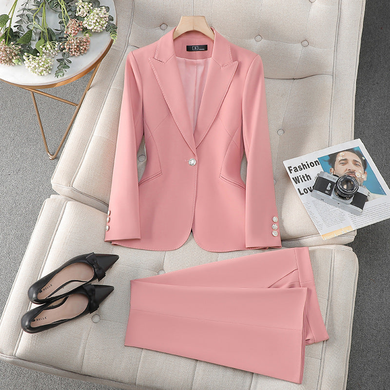 Women's formal blazer pants set polished tailored two-piece suit for office professional silhouette