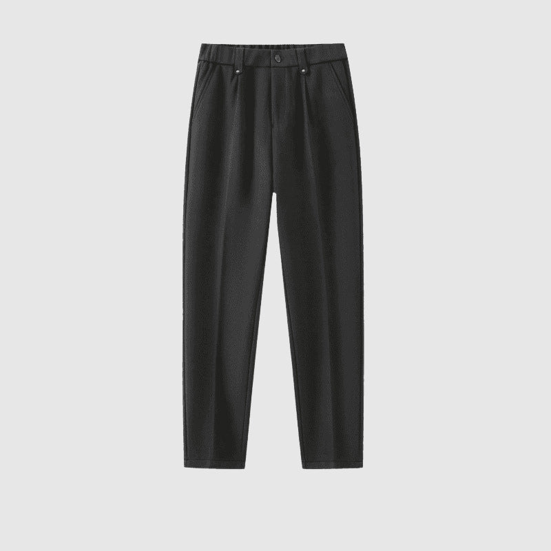 François Blanchet men's tapered cotton-linen blend pants, breathable winter warmth in rich urban tones
