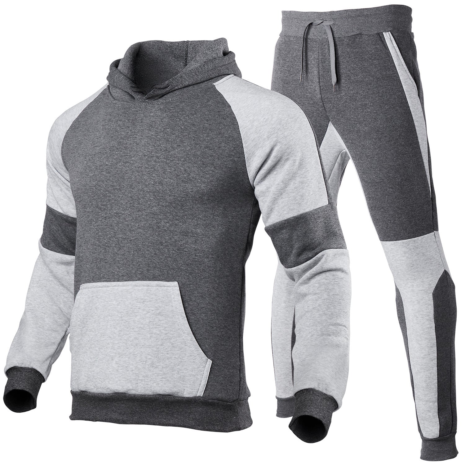 Men's relaxed-fit cotton blend jogging set sporty two-piece tracksuit for daily comfort