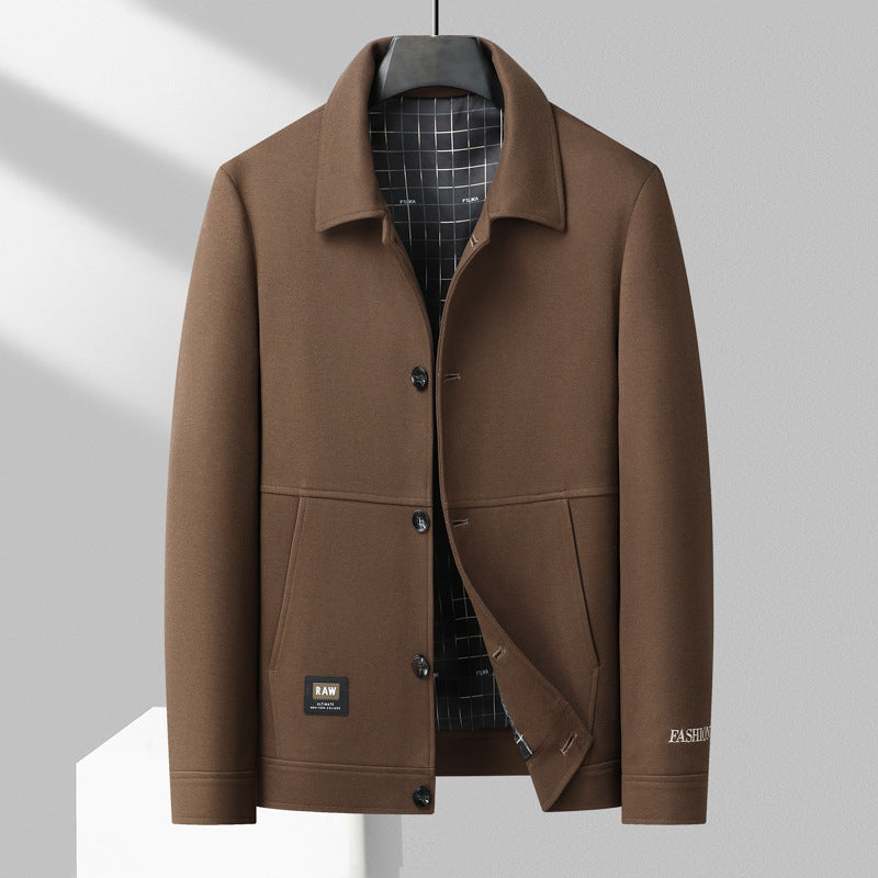 Men's wool blend blazer structured fit charcoal tailored silhouette with full lining for refined professional style