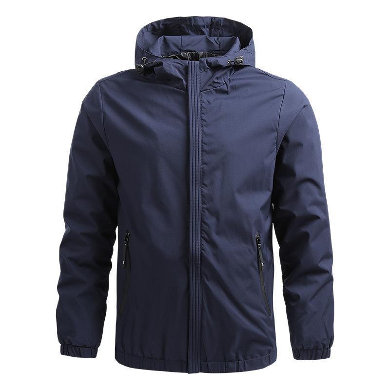 Casual hooded men's jacket water-resistant regular fit zipper outerwear urban style