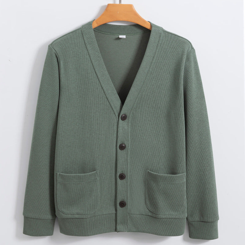 Men's cotton knit cardigan relaxed fit with pockets and button closure casual modern style