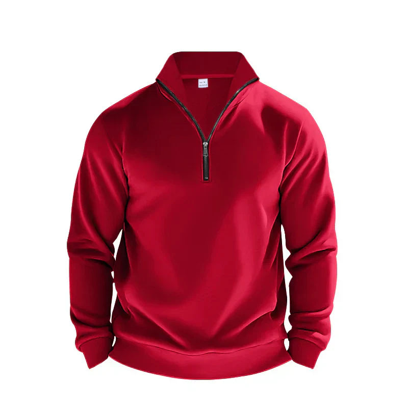 Men's relaxed fit half-zip mock neck brushed knit sweater with ribbed trim everyday comfort