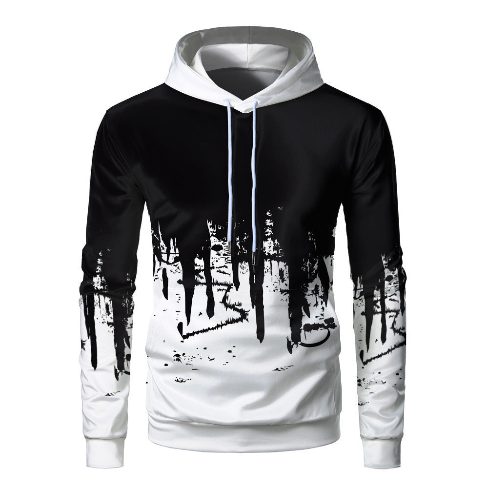 Men's loose fit lightweight hoodie with bold 3D print design, breathable casual streetwear everyday staple