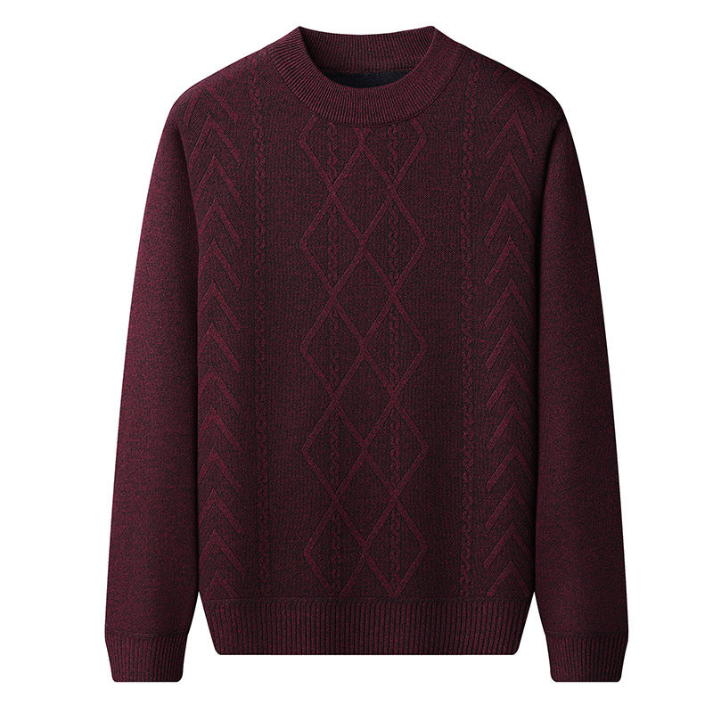 Men's regular fit cable knit wool blend pullover sweater, warm everyday essential with textured pattern