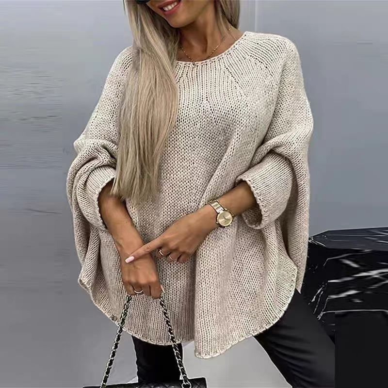Women's loose-fit winter knitted sweater soft warm oversized silhouette for cozy everyday layering