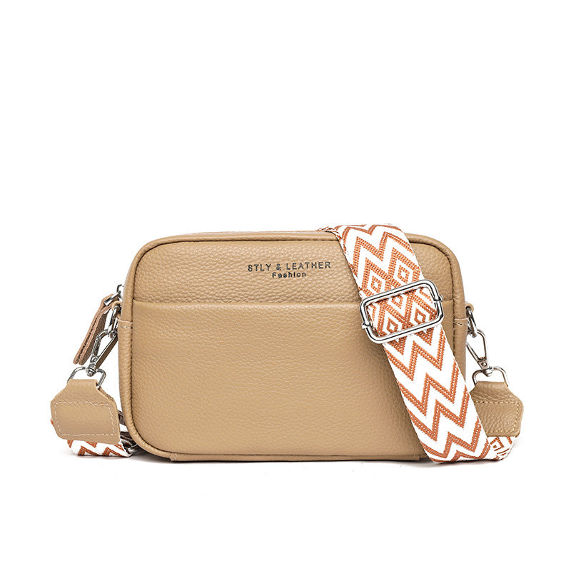 Stella pebbled leather crossbody bag structured compact design with detachable wide strap everyday travel