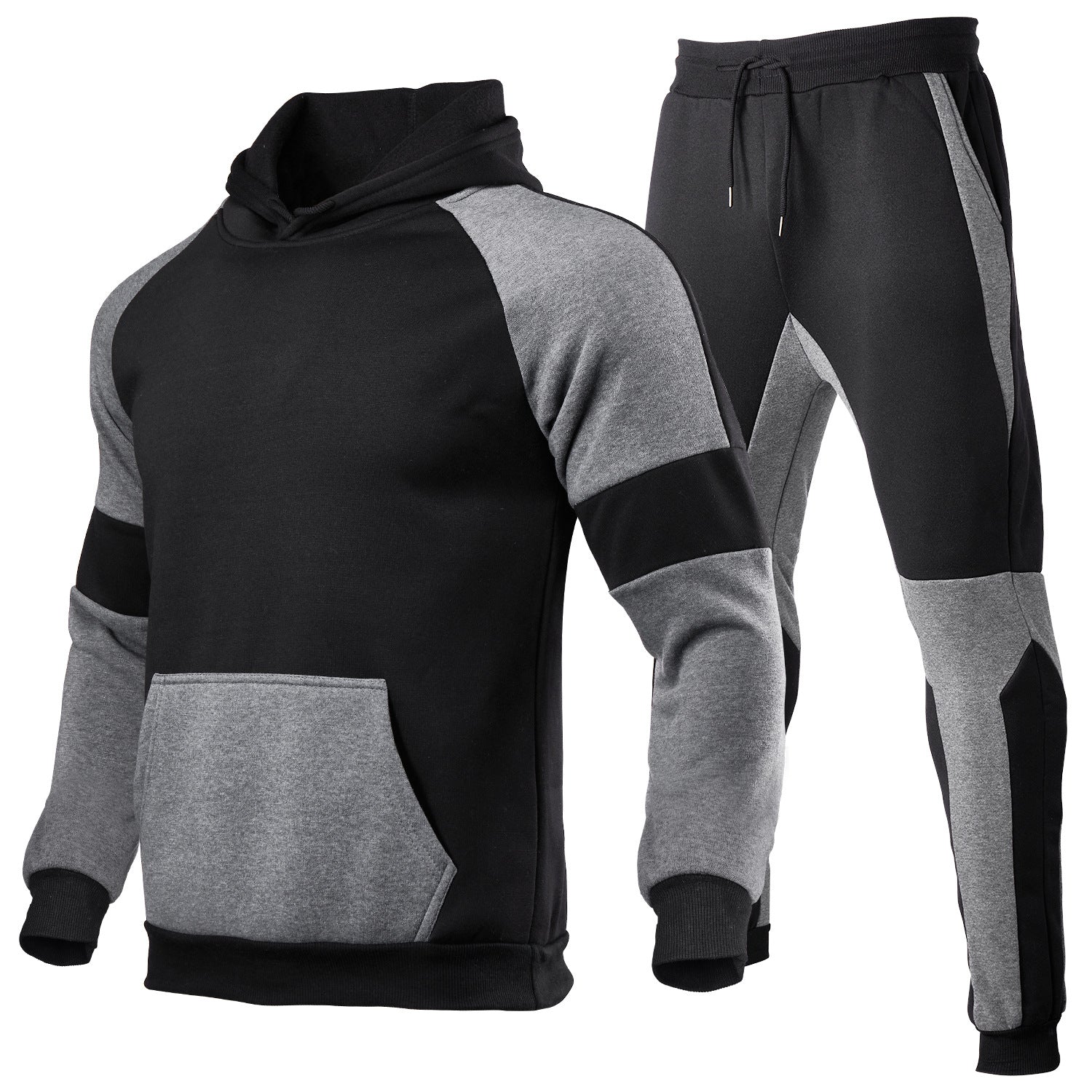 Men's relaxed-fit cotton blend jogging set sporty two-piece tracksuit for daily comfort