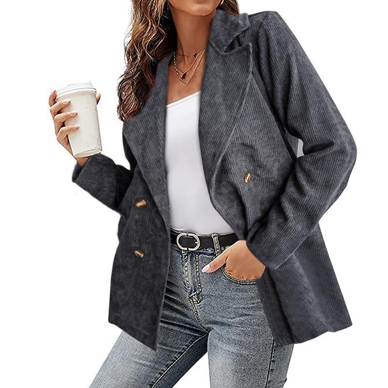 Beige double-breasted trench coat lightweight notched collar casual minimalist silhouette everyday wear