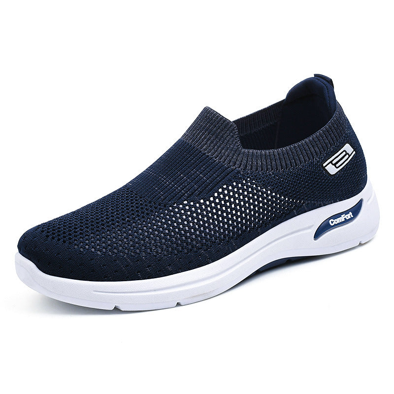 Men's gray mesh slip-on sneakers laceless lightweight breathable casual shoes urban comfort style