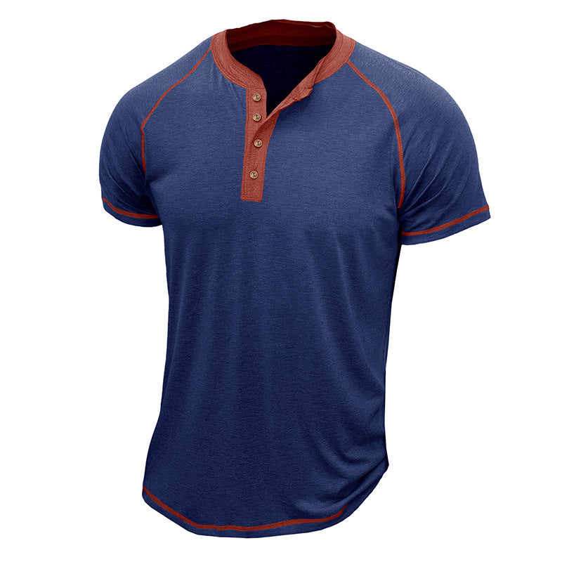 Men's regular fit short sleeve Henley t-shirt with contrast details for casual everyday wear