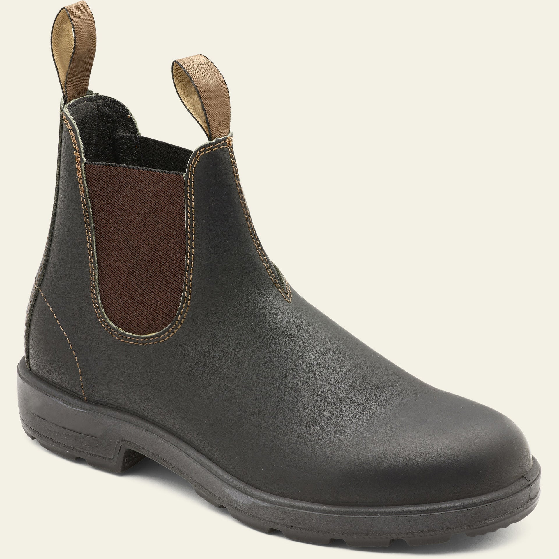 Chase men's brown leather Chelsea boots with elastic side panels and pull tab slip-on design