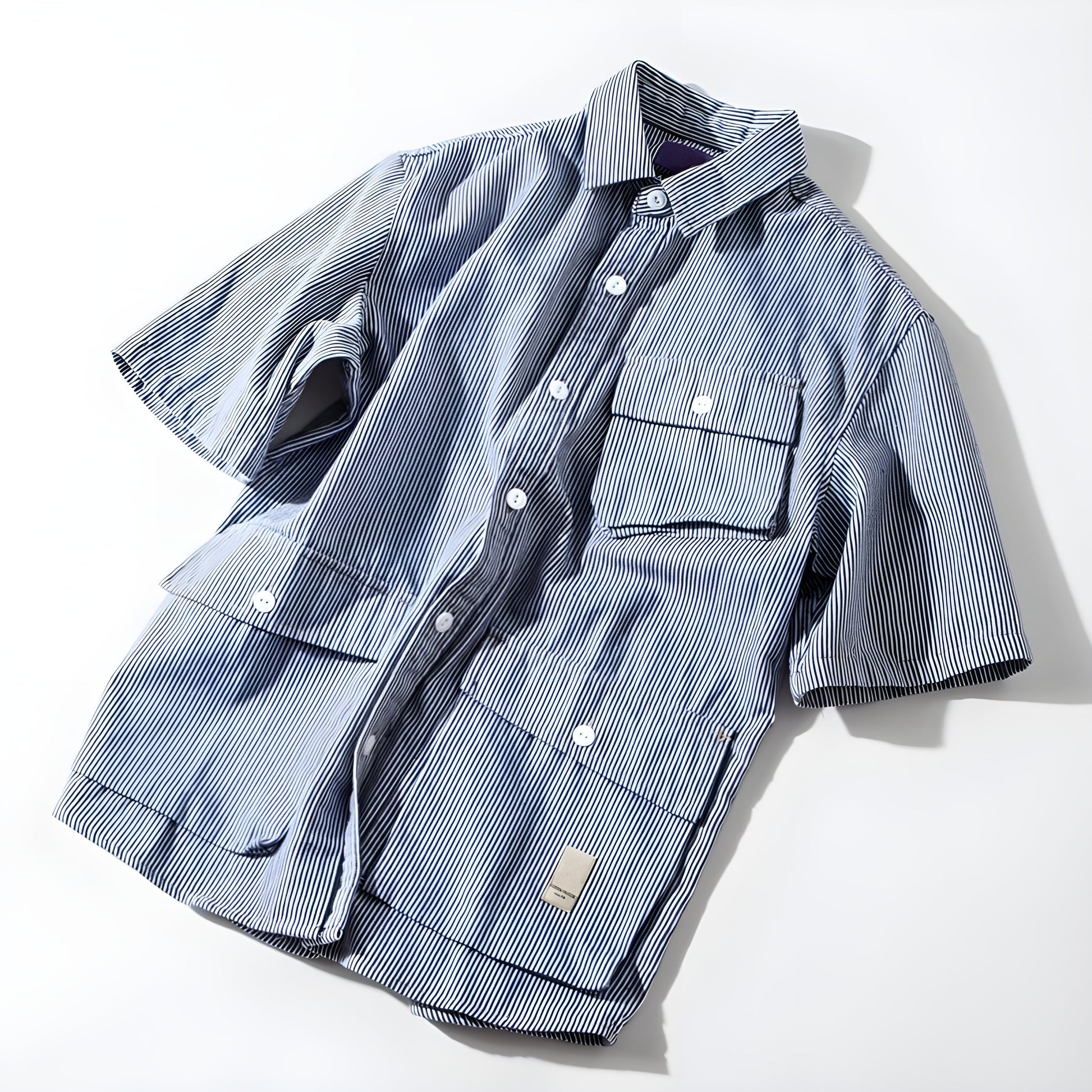 Men's heavyweight cotton cargo work shirt relaxed fit Oxford with patch pockets in neutral tone