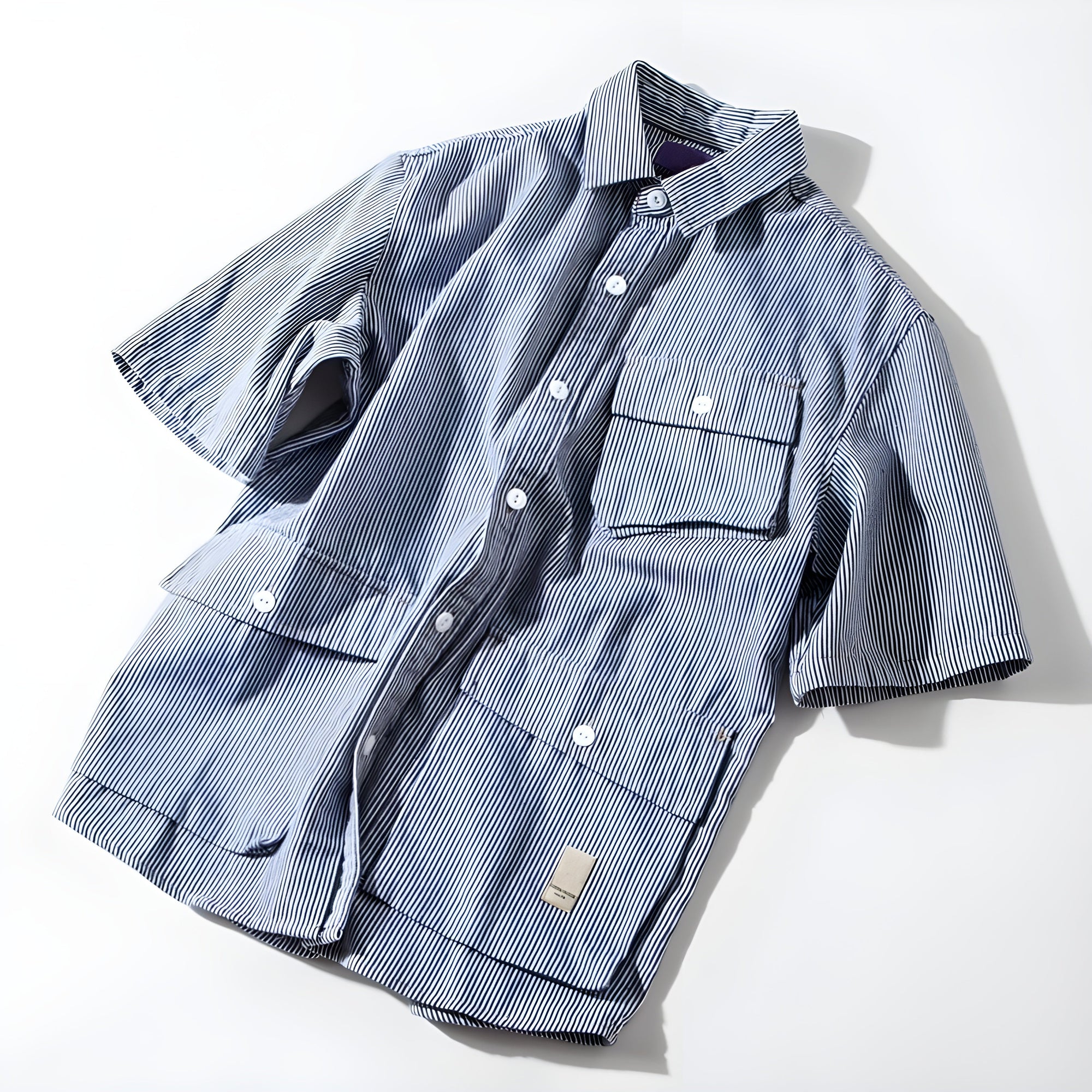 Men's heavyweight cotton cargo work shirt relaxed fit Oxford with patch pockets in neutral tone