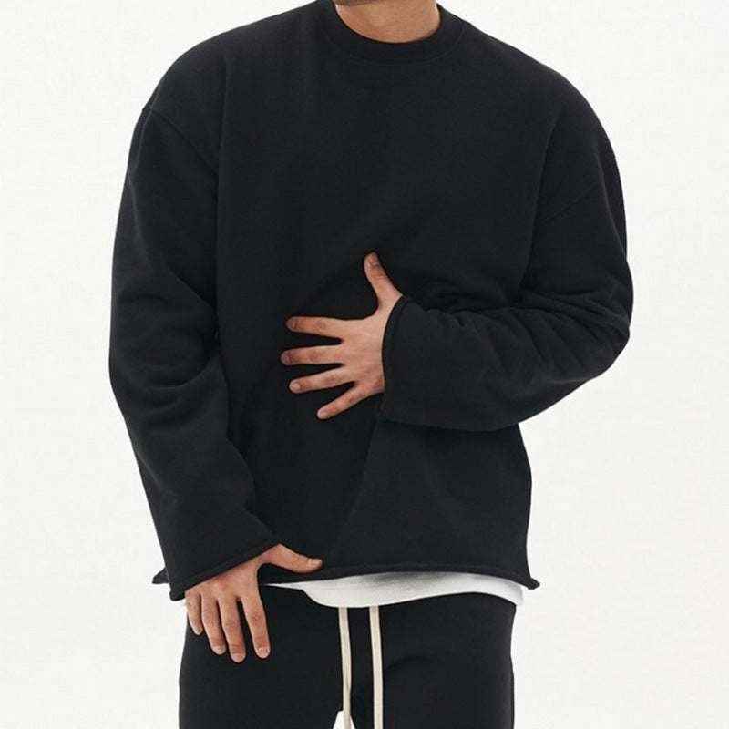 Men's relaxed fit knit sweater crew neck drop shoulder textured casual everyday comfort