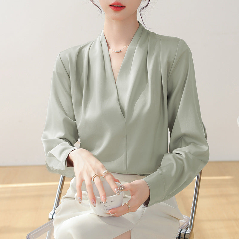 Grace wrap style formal blouse for women, chic flattering silhouette, polished workwear, elegant