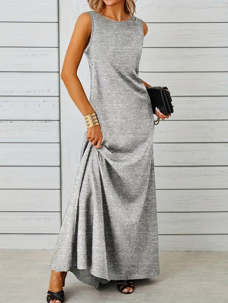 Women's white sleeveless midi dress relaxed fit lightweight cotton minimalist Nordisk Flair style