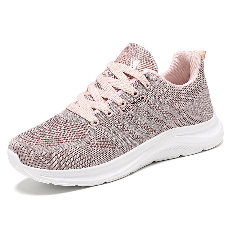 Women's lightweight low-cut running shoes breathable knit upper lace-up athletic sneakers for active wear