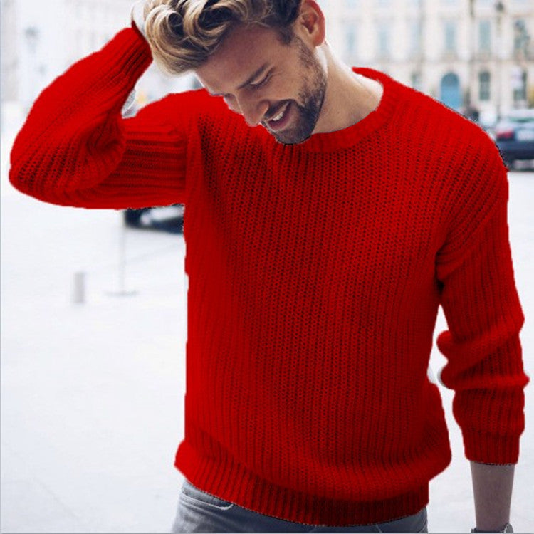 Men's cotton blend crew neck sweater relaxed fit neutral tone everyday layering knit Urbann Vibe