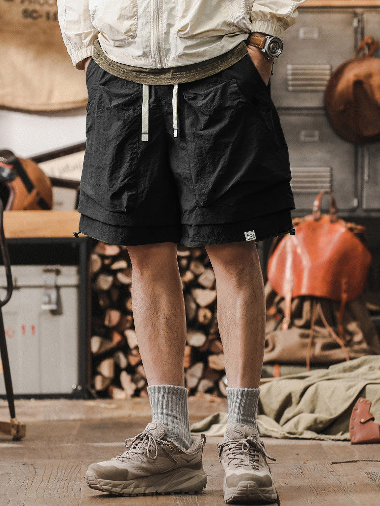 Men's cargo shorts quick-dry relaxed fit with adjustable waist, ideal for outdoor activities