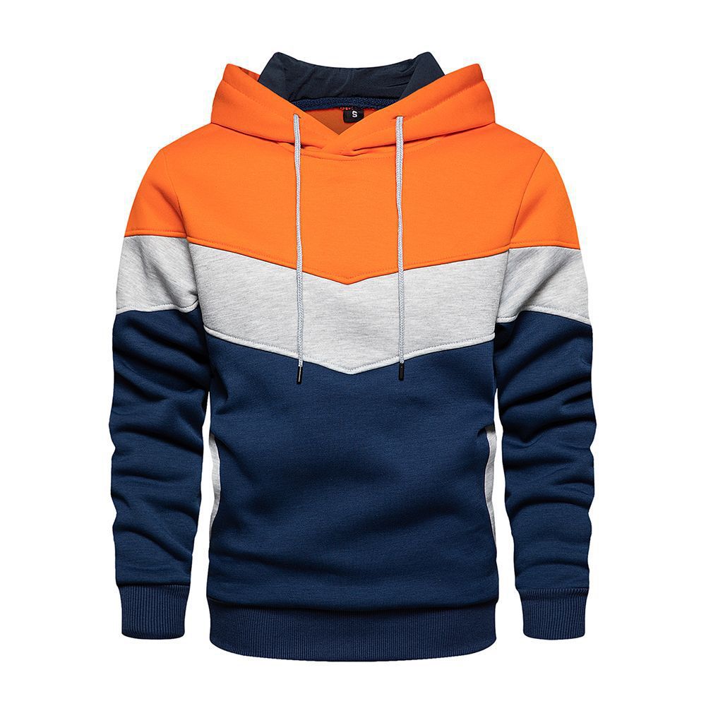 Men's loose fit color block hoodie with adjustable hood and side pockets, casual streetwear style
