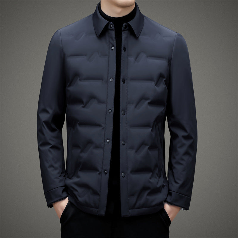 Men's quilted lightweight water-resistant hip-length jacket tailored fit city commuter style