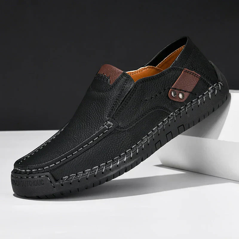 Men's premium leather dress shoes with non-slip soles, cushioned insole, ergonomic fit, classic style