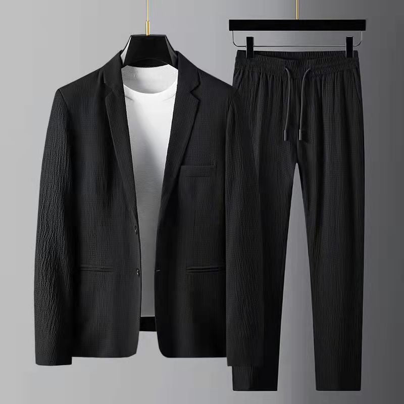 Men's slim fit blazer natural fiber blend breathable tailored jacket with functional pockets all-season