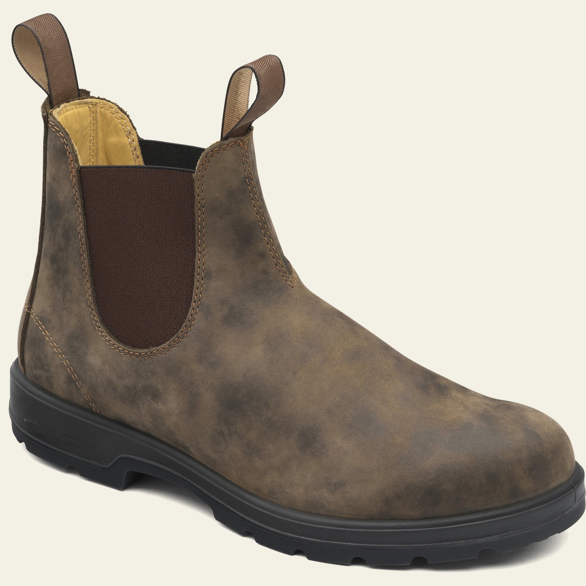 Chase men's brown leather Chelsea boots with elastic side panels and pull tab slip-on design