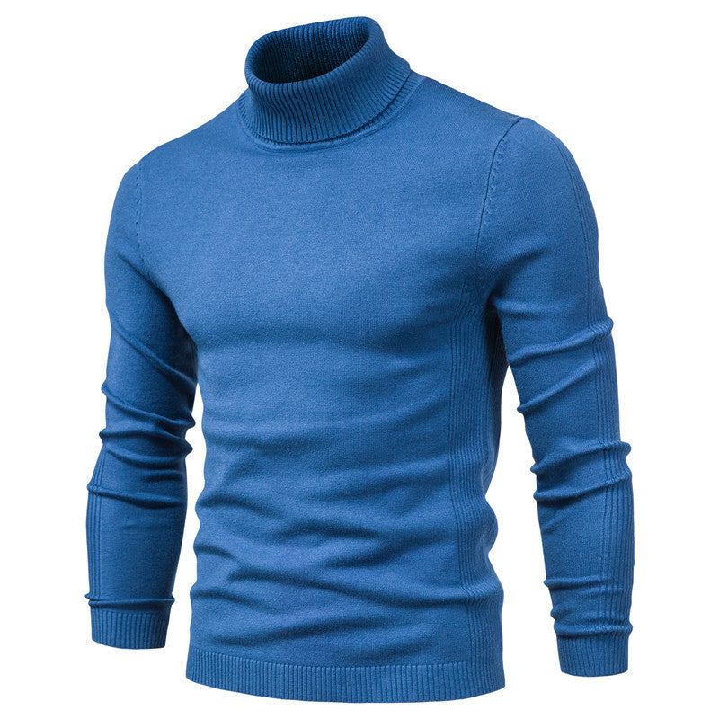 Men's slim fit cashmere turtleneck rib knit sweater, warm luxury professional style