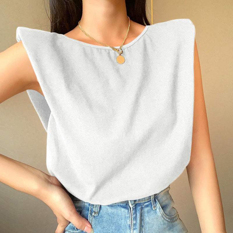 Women's relaxed fit short sleeve top extended shoulders lightweight cotton blend casual everyday