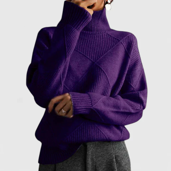 Clara women's slouchy high-neck winter sweater with softly draped relaxed silhouette for cozy polished style