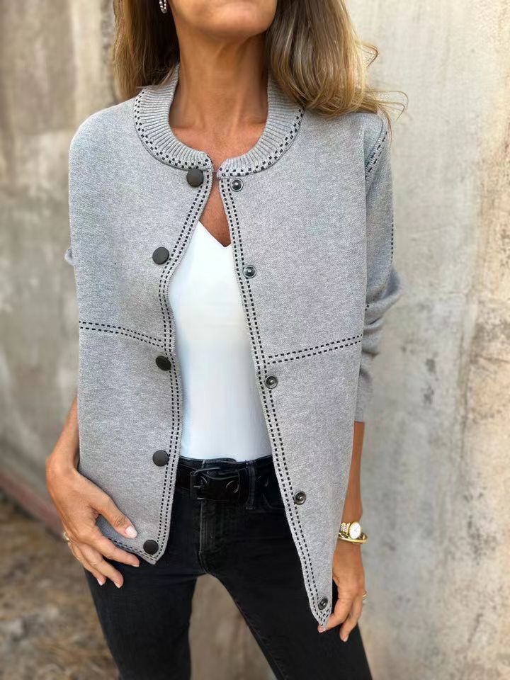 Women's loose fit soft knit cardigan hip length button front everyday versatile layer