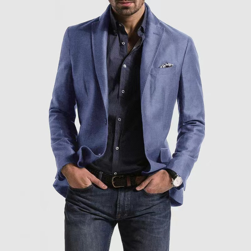 Men's slim fit wool blend blazer polished silhouette smart casual formal charcoal structured lapels