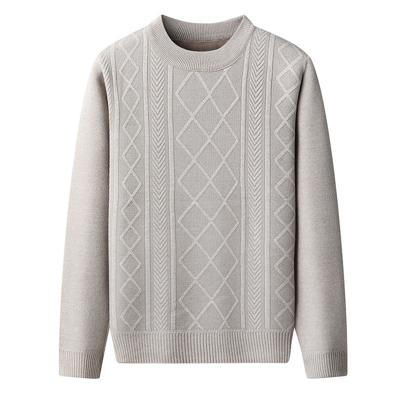 Men's regular fit cable knit wool blend pullover sweater, warm everyday essential with textured pattern